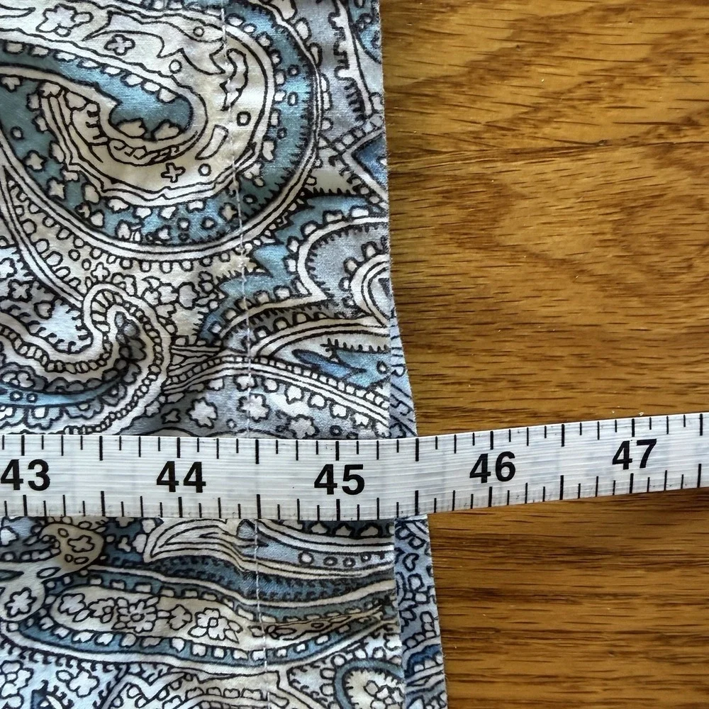 Lauren Ralph Lauren Blue White Paisley Full Flat Sheet Cotton French Country